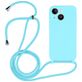 Mobigear Lanyard iPhone 14 Plus Siliconen Hoesje met koord - Blauw