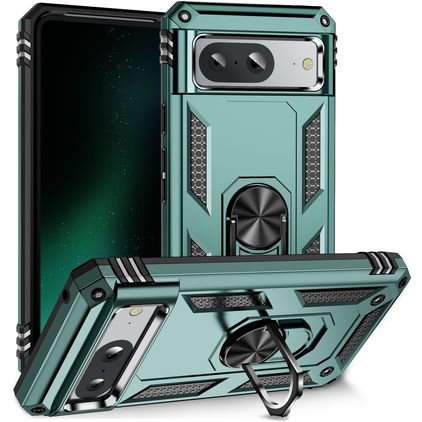 Mobigear Armor Ring Google Pixel 8a Hoesje Hardcase Backcover Shockproof met Ringhouder - Donkergroen