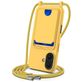 Mobigear Lanyard Card iPhone 16 Plus Siliconen Hoesje met koord en Pasjeshouder - Geel