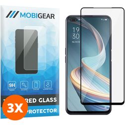 Mobigear Premium OPPO Reno 4 Z 5G Glazen Screenprotector - Case Friendly - Zwart (3-Pack)
