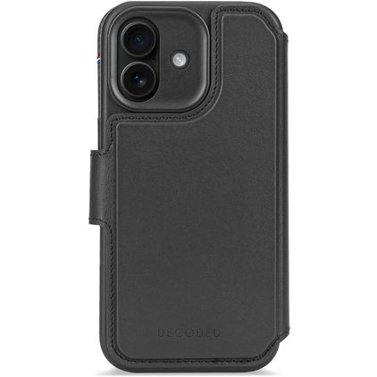 Decoded Detachable Wallet iPhone 17 MagSafe Hoesje Echt Leer Uitneembare 2in1 Bookcase Portemonnee - Zwart