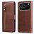 Mobigear Zipper iPhone 17 Pro Hoesje Bookcase Portemonnee - Bruin