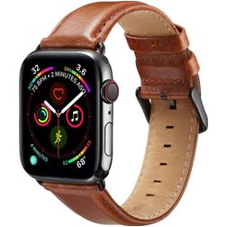 Mobigear Bologna Leren Apple Watch Bandje Gespsluiting - 49/46/45/44 mm - Bruin