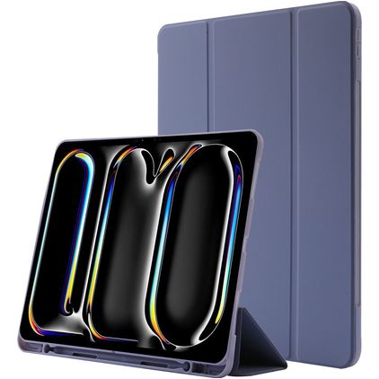 Mobigear Tri-Fold Gel iPad Pro 11 Inch (2025) Hoes TPU,Kunstleer Bookcase + Stylus Houder - Paars