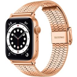 Mobigear Kopenhagen Stalen Apple Watch Bandje Klemsluiting - 49/46/45/44 mm - Roségoud