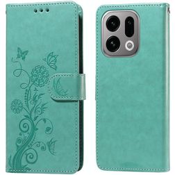 Mobigear Flowers OPPO Find X9 Hoesje Bookcase Portemonnee - Groen