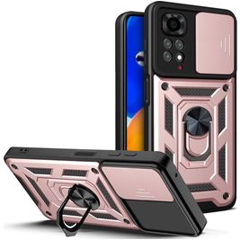 Mobigear Armor Ring Cam Slide Xiaomi Redmi Note 11 4G Hoesje Hardcase Backcover Shockproof met Ringhouder en Camera Slider - Roségoud