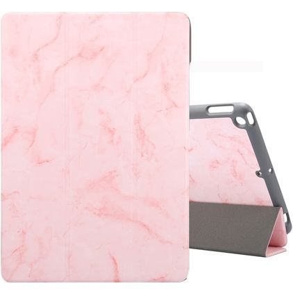 Mobigear Tri-Fold Marble iPad 8 (2020) Hoes Bookcase + Stylus Houder - Roze
