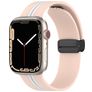 Mobigear Stripe Mag Siliconen Apple Watch Bandje Magneetsluiting - 42/41/40/38 mm - Wit / Roze