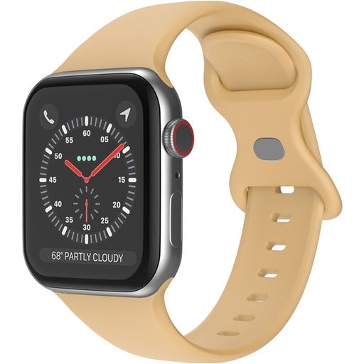 Mobigear Sport Dual Siliconen Apple Watch Bandje Druksluiting - 42/41/40/38 mm - Beige