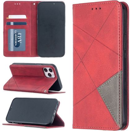 Mobigear Rhombus Slim iPhone 12 Pro Hoesje Bookcase - Rood