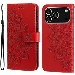 Mobigear Flowers iPhone 17 Pro Hoesje Bookcase Portemonnee - Rood