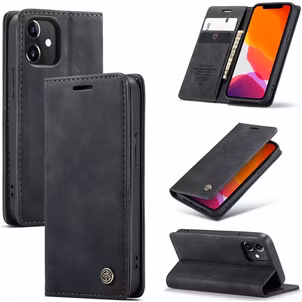 Caseme 013 iPhone 12 Mini Hoesje Bookcase Portemonnee - Zwart
