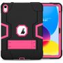 Mobigear ShieldStand iPad 10 (2022) Hoes Hard Kunststof,Siliconen Backcover + Standaard - Zwart / Roze