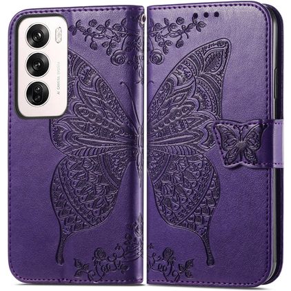 Mobigear Butterfly OPPO Reno 12 Pro Hoesje Bookcase Portemonnee - Paars