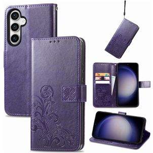 Mobigear Clover Samsung Galaxy S23 FE Hoesje Bookcase Portemonnee - Paars