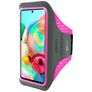 Mobiparts Comfort Fit Telefoonhouder Hardlopen Samsung Galaxy A71 Sport Hoesje Neopreen Sportarmband - Neon Pink