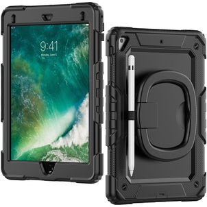 Mobilize Rotating Defender iPad 5 (2017) Hoes Hard Kunststof,Siliconen Backcover + Schouderband + Standaard - Zwart