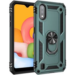 Mobigear Armor Ring Samsung Galaxy A01 Hoesje Hardcase Backcover Shockproof met Ringhouder - Groen