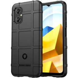 Mobigear Rugged Shield POCO M5 Hoesje Flexibel TPU Backcover Shockproof - Zwart