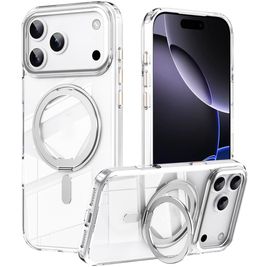 Mobigear Frosted Mag iPhone 17 Pro Max MagSafe Hoesje Hardcase Backcover met Standaard - Zilver