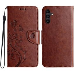 Mobigear Flowers Samsung Galaxy A56 Hoesje Bookcase Portemonnee - Bruin