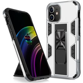 Mobigear Armor Stand iPhone 12 Pro Max Hoesje Hardcase Backcover Shockproof met Standaard - Zilver