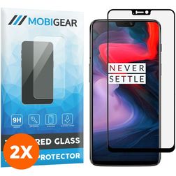 Mobigear Premium OnePlus 6 Glazen Screenprotector - Case Friendly - Zwart (2-Pack)