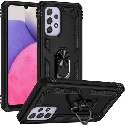 Mobigear Armor Ring Samsung Galaxy A33 Hoesje Hardcase Backcover Shockproof met Ringhouder - Zwart