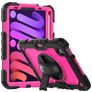 Mobigear SureGrip Xtreme iPad Mini 7 (2024) Hoes Hard Kunststof,Siliconen Backcover + Stylus Houder + Schouderband + Standaard - Zwart / Roze