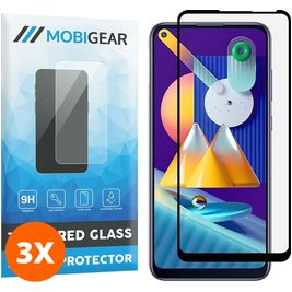 Mobigear Premium Samsung Galaxy M11 Glazen Screenprotector - Case Friendly - Zwart (3-Pack)
