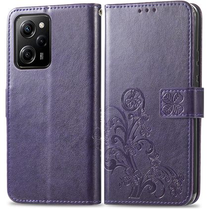 Mobigear Clover POCO X5 Pro Hoesje Bookcase Portemonnee - Paars