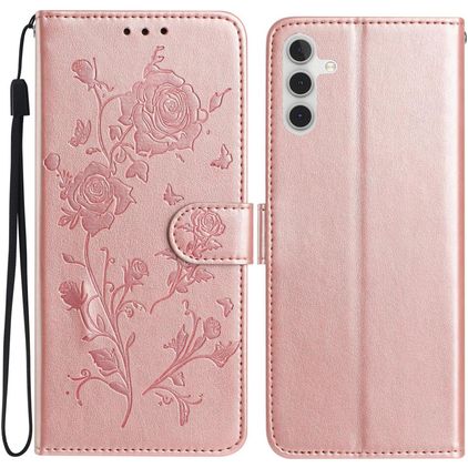Mobigear Flowers Samsung Galaxy A17 Hoesje Bookcase Portemonnee - Roségoud