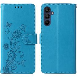 Mobigear Flowers Samsung Galaxy A16 Hoesje Bookcase Portemonnee - Blauw