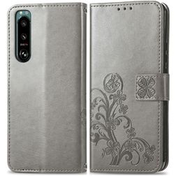 Mobigear Clover Sony Xperia 5 IV Hoesje Bookcase Portemonnee - Grijs