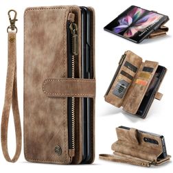 Caseme C30 Samsung Galaxy Z Fold 4 Hoesje Bookcase Portemonnee - Bruin