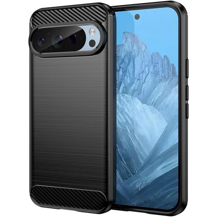 Mobigear Brushed Slim Google Pixel 9 Pro Hoesje Flexibel TPU Backcover - Zwart