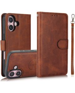 Mobigear Wallet iPhone 16 Hoesje Uitneembare 2in1 Bookcase Portemonnee - Bruin