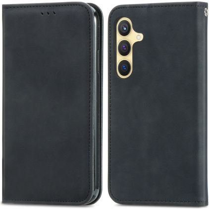 Mobigear Retro Slim Samsung Galaxy S25 Hoesje Bookcase Portemonnee - Zwart