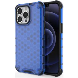 Mobigear Honeycomb iPhone 14 Pro Max Hoesje Hardcase Backcover Shockproof - Blauw