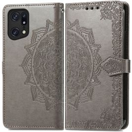 Mobigear Mandala OPPO Find X5 Hoesje Bookcase Portemonnee - Grijs Mobigear Mandala OPPO Find X5 Hoesje Bookcase Portemonnee - Grijs