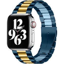 Mobigear Antwerp Stalen Apple Watch Bandje Vouwsluiting - 49/46/45/44 mm - Blauw / Goud