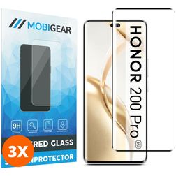 Mobigear Premium HONOR 200 Pro Glazen Screenprotector - Case Friendly - Zwart (3-Pack)