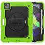 Mobigear SureGrip Xtreme iPad Air 4 (2020) Hoes Hard Kunststof,Siliconen Backcover + Stylus Houder + Schouderband + Standaard - Zwart / Groen