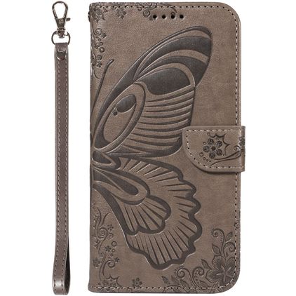 Mobigear Butterfly Samsung Galaxy S25 Plus Hoesje Bookcase Portemonnee - Grijs