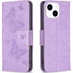 Mobigear Butterfly iPhone 15 Hoesje Bookcase Portemonnee - Paars