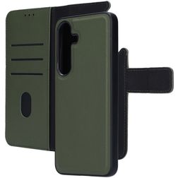 Mobiparts Samsung Galaxy S25 Hoesje Echt Leer Uitneembare 2in1 Bookcase Portemonnee - Groen