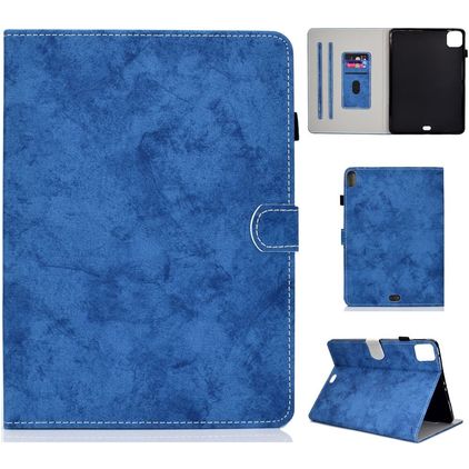 Mobigear Folio iPad Air 4 (2020) Hoes Bookcase + Stylus Houder - Marmer Blauw