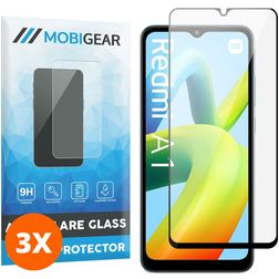 Mobigear Premium Xiaomi Redmi A1 4G Glazen Screenprotector - Case Friendly - Zwart (3-Pack)