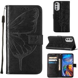 Mobigear Butterfly Motorola Moto E32 Hoesje Bookcase Portemonnee - Zwart